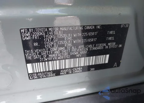 2020 Toyota Rav4 Xle from USA, damaged, VIN 2T3W1RFVXLW091762